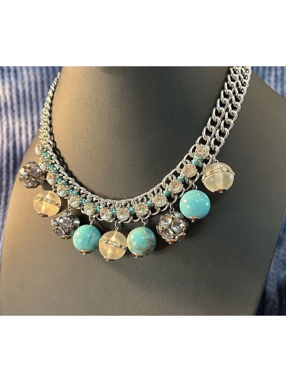 Women's LOFT Necklace Silver Turquoise